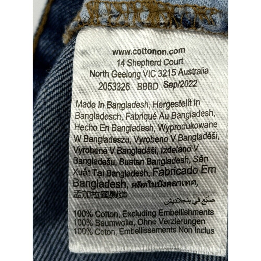 Cotton On Floral Carpenter Jeans Size 8 Blue Wide Leg Cargo Pants High Rise - Picture 12 of 13
